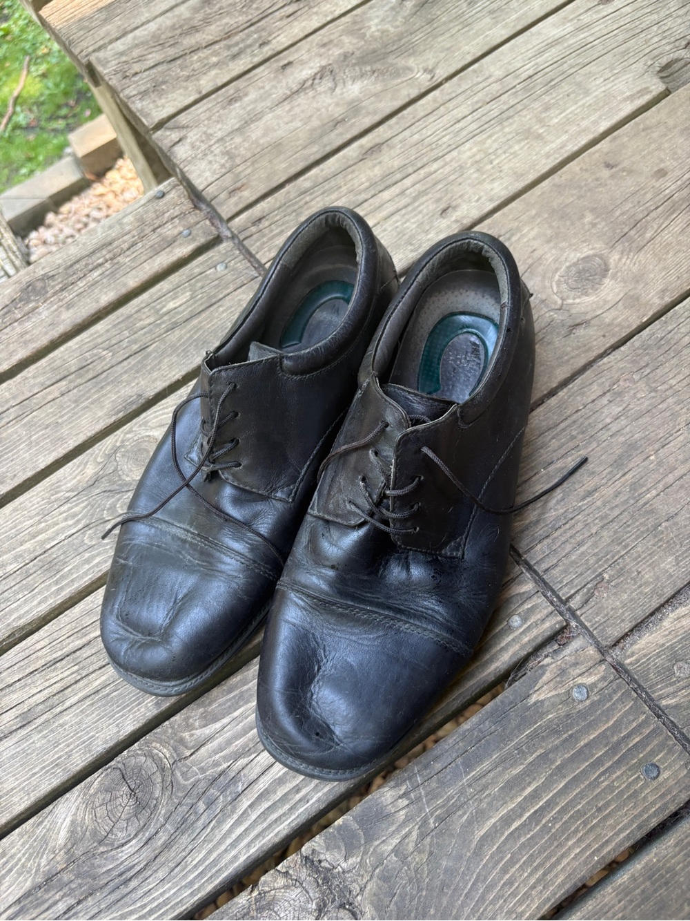 Nunn Bush Black Leather Derby dress Lace-Up Shoes 10.5 W comfort gel